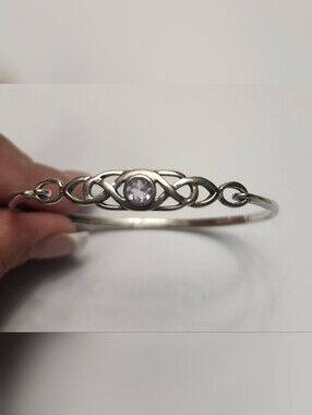 Sterling Silver 925 Celtic Knot Bracelet with Light Purple Amethyst